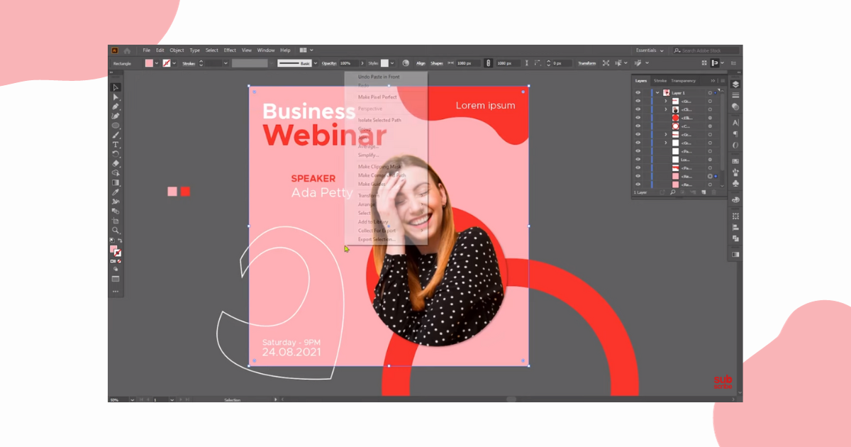 Online Webinar Post for Social Media with Adobe Illustrator.